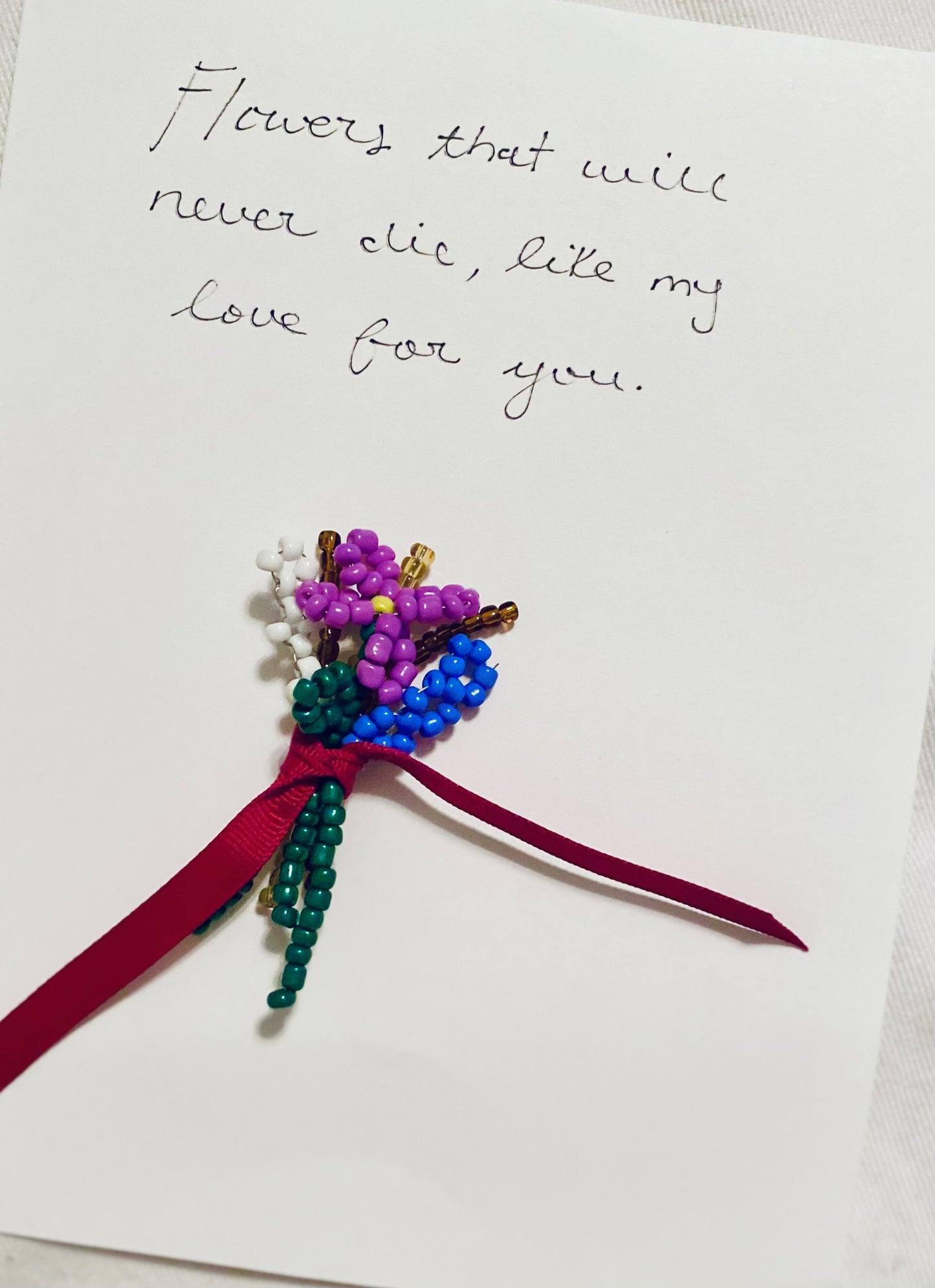 Beaded Flower Bouquet with Note